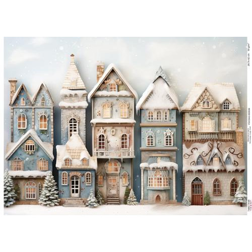 Декупажная карта Заснеженные дома-5, №0938, 29,7x42см