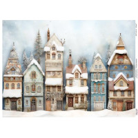 Декупажная карта Заснеженные дома-6, №0939, 29,7x42см