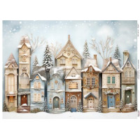 Декупажная карта Заснеженные дома-7, №0940, 29,7x42см Декупажная карта Заснеженные дома-7, №0940, 29,7x42см
