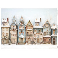 Декупажна картка Засніжені будинки-8, №0941, 29,7×42 см  