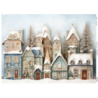 Декупажна картка Засніжені будинки-11, №0944, 29,7×42 см  