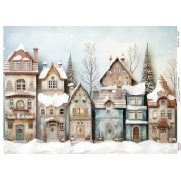 Декупажная карта Заснеженные дома-12, №0945, 29,7x42см Декупажная карта Заснеженные дома-12, №0945, 29,7x42см