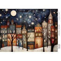 Декупажна картка Різдвяні будиночки-01 №000852, 21×29,7 см  