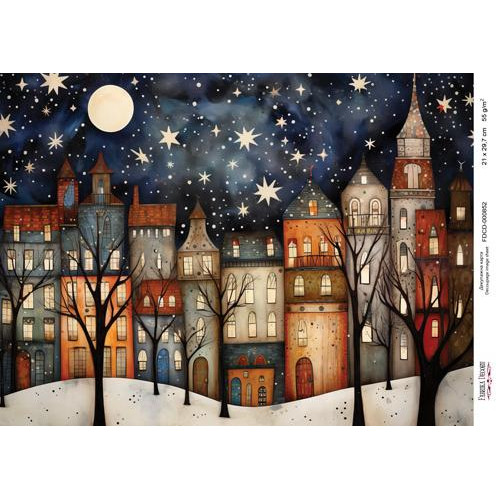 Декупажная карта Рождественские домики-01 №000852, 21см x 29,7см