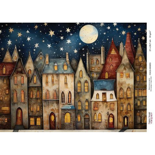 Декупажная карта Рождественские домики-03 №000853, 21см x 29,7см