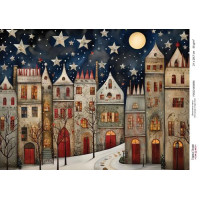 Декупажная карта Рождественские домики-04 №000854, 21см x 29,7см
