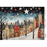 Декупажная карта Рождественские домики-05 №000855, 21см x 29,7см