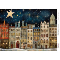 Декупажная карта Рождественские домики-06 №000856, 21см x 29,7см