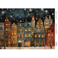 Декупажная карта Рождественские домики-07 №000857, 21см x 29,7см