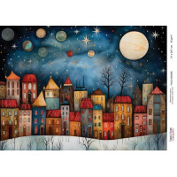 Декупажная карта Рождественские домики-08 №000858, 21см x 29,7см