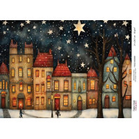 Декупажная карта Рождественские домики-09 №000859, 21см x 29,7см