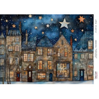 Декупажная карта Рождественские домики-011 №000861, 21см x 29,7см
