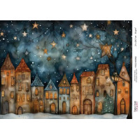 Декупажна картка Різдвяні будиночки-012 №000862, 21×29,7 см  