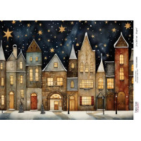 Декупажная карта Рождественские домики-014 №000864, 21см x 29,7см