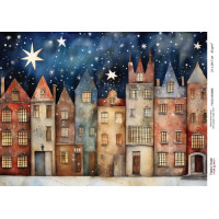 Декупажна картка Різдвяні будиночки-016 №000866, 21×29,7 см  