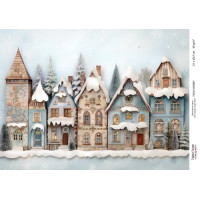 Декупажна картка Різдвяні будиночки-017 №000867, 21×29,7 см  