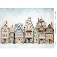 Декупажная карта Рождественские домики-020 №000870, 21см x 29,7см