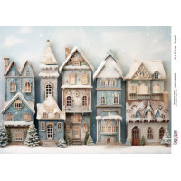 Декупажна картка Різдвяні будиночки-021 №000871, 21×29,7 см  