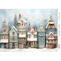 Декупажная карта Рождественские домики-022 №000872, 21см x 29,7см