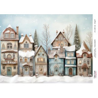 Декупажна картка Різдвяні будиночки-024 №000874, 21×29,7 см  