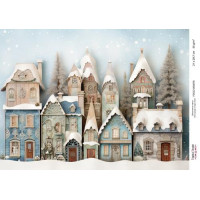 Декупажна картка Різдвяні будиночки-028 №000878, 21×29,7 см  