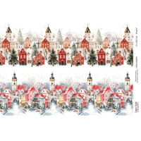 Декупажная карта Рождественские домики. Бордюр-001 №000879, 21см x 29,7см