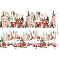 Декупажная карта Рождественские домики. Бордюр-003 №000881, 21см x 29,7см