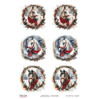 Декупажная карта Лошади и венки 002 №000883, 21см x 29,7см