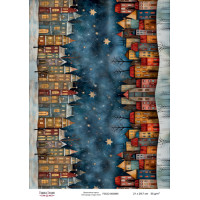 Декупажная карта Рождественские домики. Бордюр-005 №000885, 21см x 29,7см Декупажная карта Рождественские домики. Бордюр-005 №000885, 21см x 29,7см