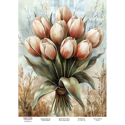 Декупажна картка Весняні квіти-01 №000886, 21×29,7 см  