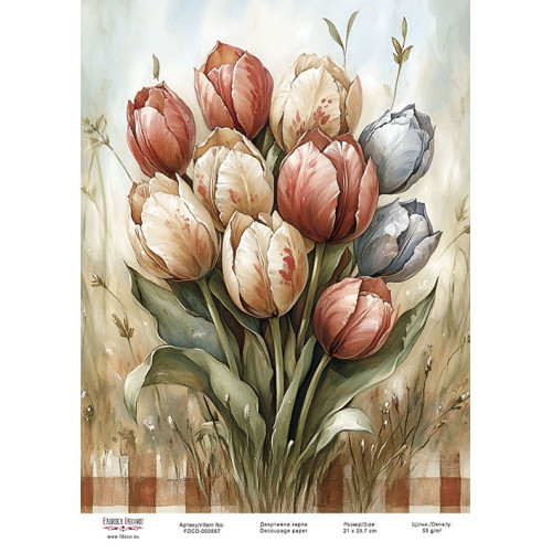 Декупажна картка Весняні квіти-02 №000887, 21×29,7 см  