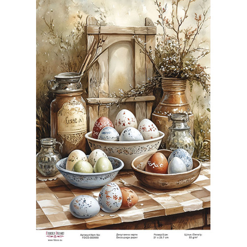 Декупажная карта Пасхальные яйца-01 №000889, 21см x 29,7см