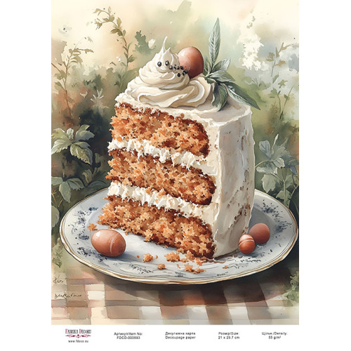 Декупажная карта Праздничный кекс №000893, 21см x 29,7см