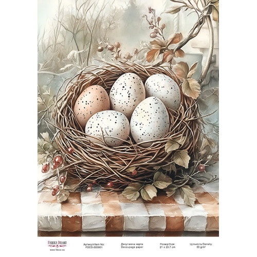 Декупажная карта Пасхальные яйца-05 №000901, 21см x 29,7см
