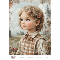 Декупажна картка Хлопчик з писанками-02 №000903, 21 см × 29,7 см  