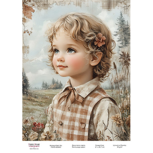 Декупажная карта Мальчик с писанками-02 №000903, 21см x 29,7см