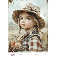 Декупажна картка Дівчинка в квітах-04 №000906, 21 см × 29,7 см  