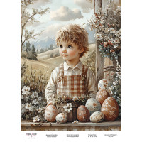 Декупажная карта Мальчик с писанками-03 №000908, 21см x 29,7см