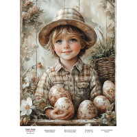 Декупажная карта Мальчик с писанками-04 №000909, 21см x 29,7см