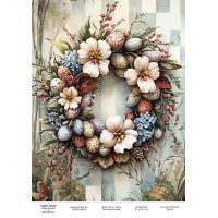 Декупажная карта Пасхальный венок-01 №000913, 21см x 29,7см