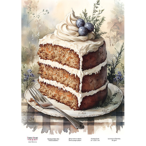 Декупажная карта Праздничный кекс-02 №000915, 21см x 29,7см
