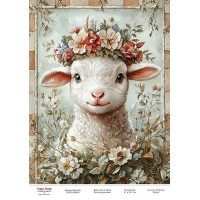Декупажна картка Маленьке ягнятко-04 №000923, 21 см × 29,7 см  