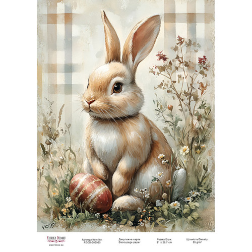 Декупажная карта Пасхальный кролик-04 №000925, 21см x 29,7см