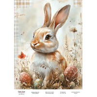 Декупажная карта Пасхальный кролик-12 №000936, 21см x 29,7см
