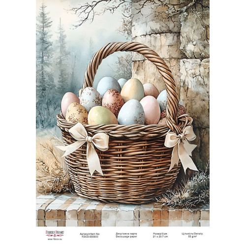 Декупажная карта Пасхальные яйца-10 №000933, 21см x 29,7см
