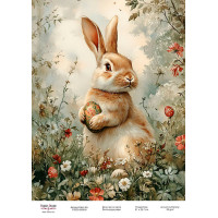 Декупажна картка Пасхальний кролик-14 №000938, 21 см × 29,7 см  