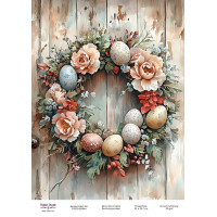 Декупажна картка Пасхальний вінок-06 №000943, 21 см × 29,7 см  