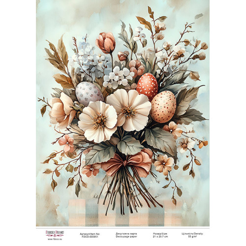 Декупажна картка Весняні квіти-07 №000951, 21×29,7 см  
