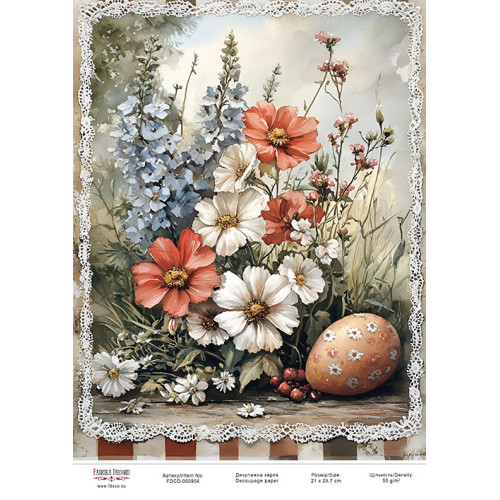 Декупажна картка Весняні квіти-08 №000956, 21×29,7 см  