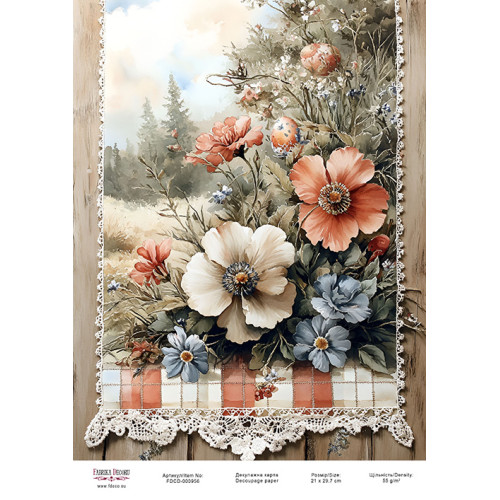 Декупажна картка Весняні квіти-09 №000958, 21×29,7 см  